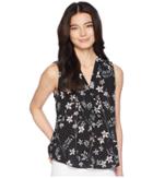 Vince Camuto Specialty Size - Petite Sleeveless Botanical Flora V-neck Blouse