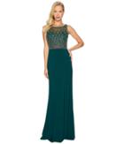 Adrianna Papell - Sleeveless Beaded Gown With Solid Crepe Skirt