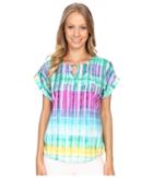 Calvin Klein - Printed Short Sleeve Top W/ Bar Hardware