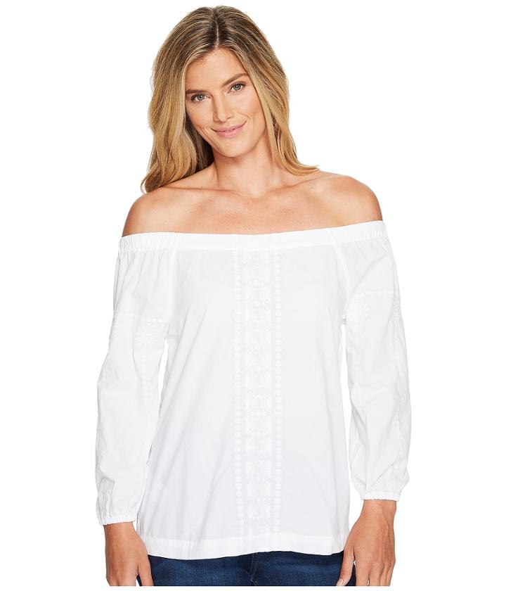 Tommy Bahama - Cotton Poplin Off The Shoulder Long Sleeve Top