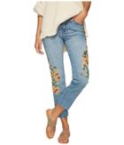 Free People - Embroidered Girlfriend Jeans