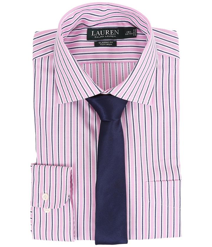 Lauren By Ralph Lauren - Striped Oxford Spread Collar Classic Button Down Shirt