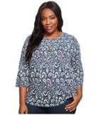Lucky Brand - Plus Size Mixed Print Smocked Top