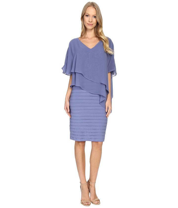 Adrianna Papell - Layered Chiffon Caplet Band Matter Jersey Dress