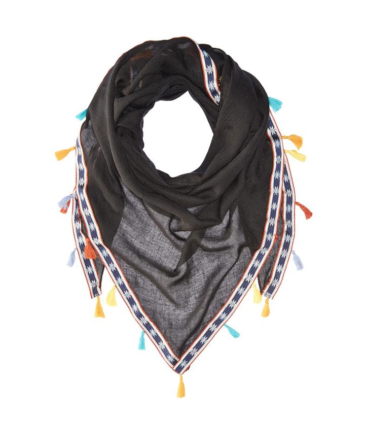 Steve Madden - Multicolor Tassels And Trim Triangle Day Wrap