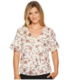Ivanka Trump - Bell Sleeeve Floral Print With Metallic Thread