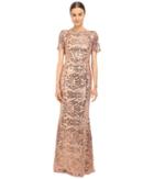 Marchesa Notte - Sequin Short Sleeve Gown W/ Cowl Back