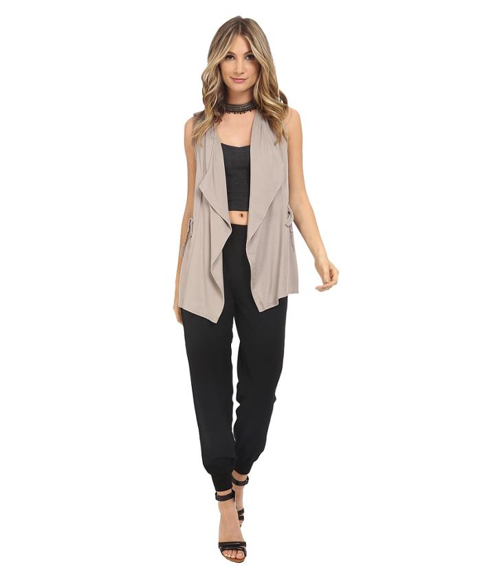 Jack By Bb Dakota - Hannah Draped Front And Cinched Waist Rayon Twill Vest