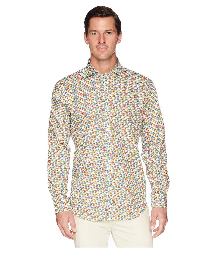 Bugatchi - Shaped Fit Long Sleeve Car Print Woven Shirt