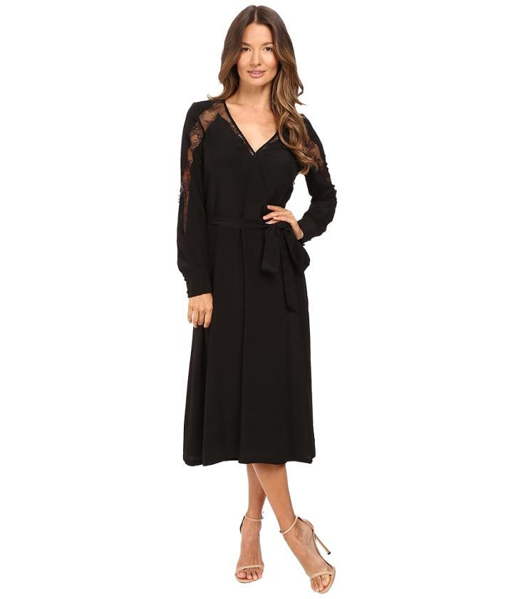 The Kooples - Silk Dress With Lace Overlay