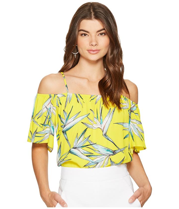 1.state - Cold Shoulder Flounce Sleeve Top