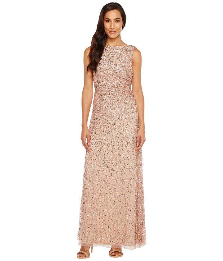Adrianna Papell - Cowl Drape Crunchy Bead Gown