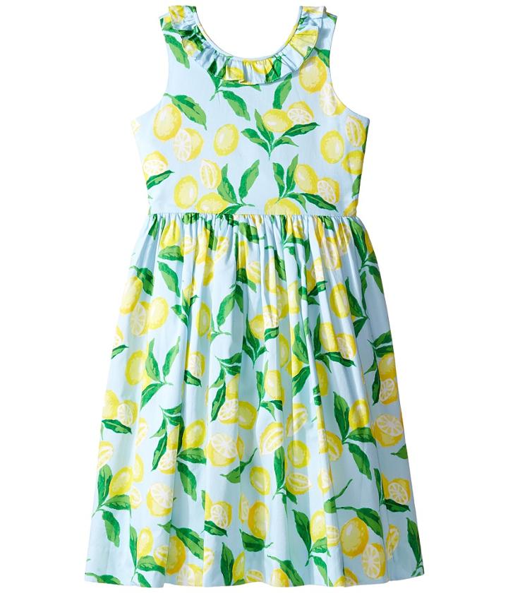 Oscar De La Renta Childrenswear - Painted Lemons Cotton V-back Dress