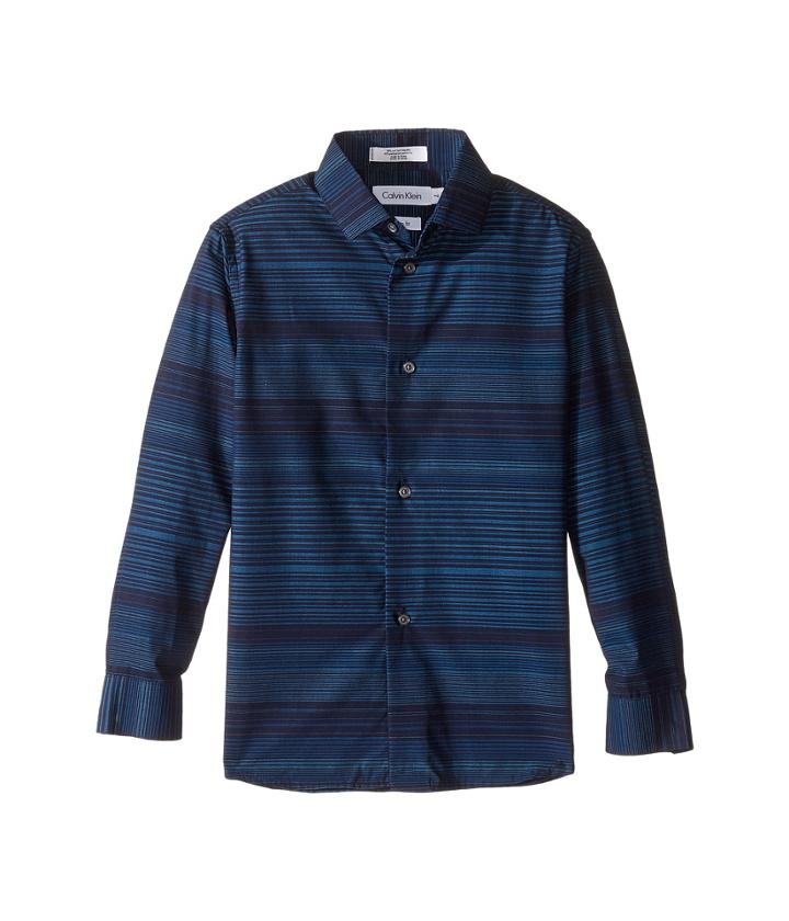 Calvin Klein Kids - Long Sleeve Infinity Horizontal Stripe Shirt