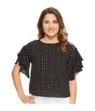 Vince Camuto Specialty Size - Petite Tiered Ruffle Sleeve Poetic Dots Blouse