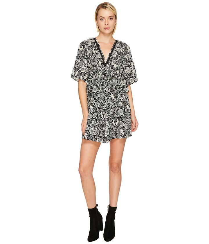 The Kooples - Short Sleeve Dress With Print Design, Front Zip And Waist Frills