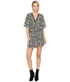 The Kooples - Short Sleeve Dress With Print Design, Front Zip And Waist Frills
