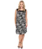 Vince Camuto Plus - Plus Size Sleeveless Dotted Cityscape Dress With Chiffon Yoke