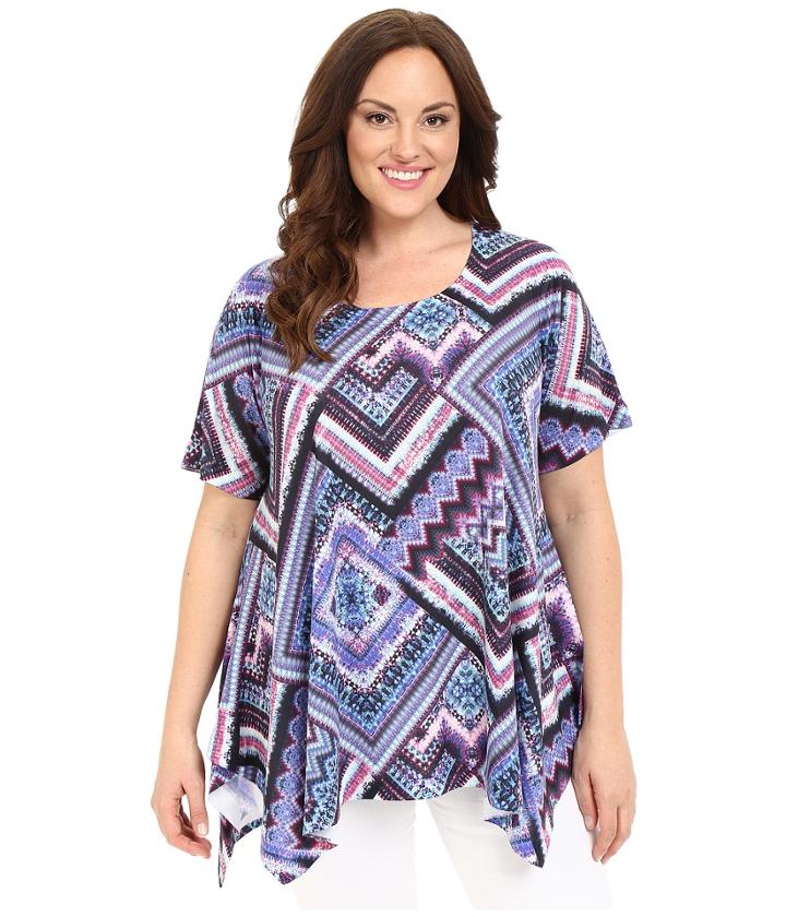 Nally &amp; Millie - Plus Size Scarf Print Tunic