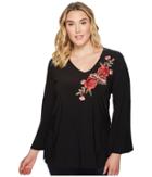 Karen Kane Plus - Plus Size Rose Applique Top