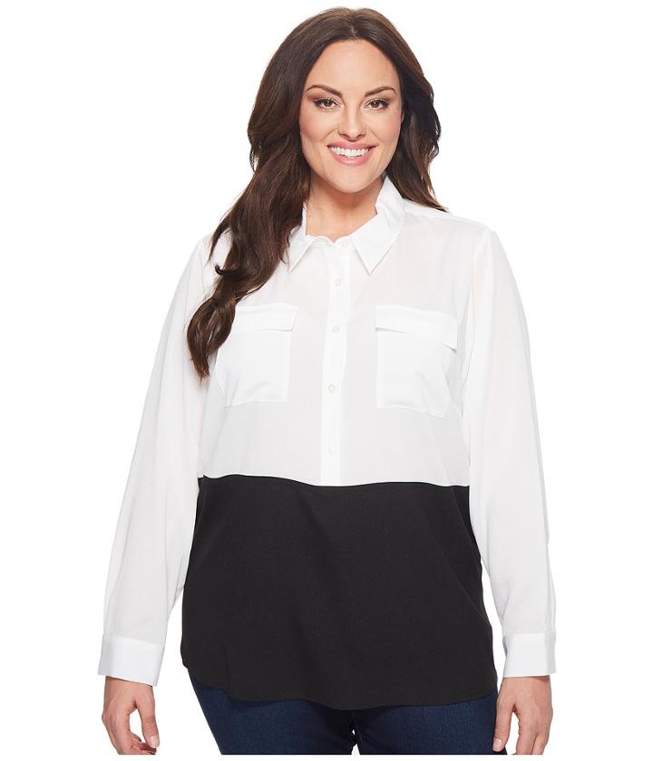 Calvin Klein Plus - Plus Size Color Block Button Down Tunic