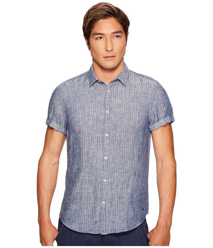 Scotch &amp; Soda - Short Sleeve Shirt In Structured Linen Quality