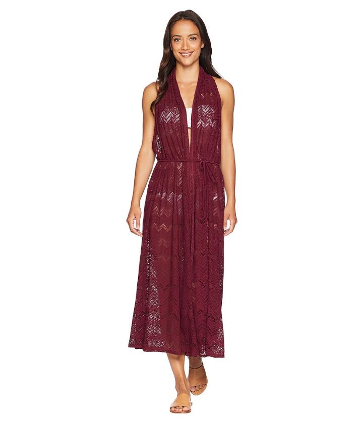Vince Camuto - Summer Lattice Geo Lace Wrap Midi Cover-up Dress