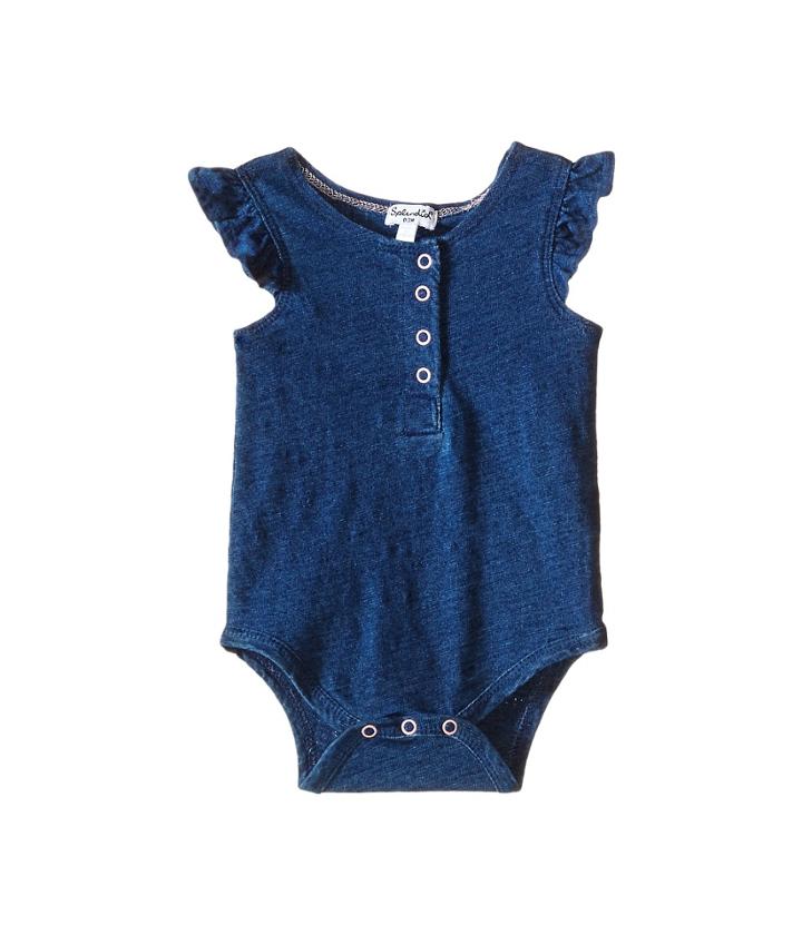 Splendid Littles - Indigo Henley Ruffled Sleeve Bodysuit