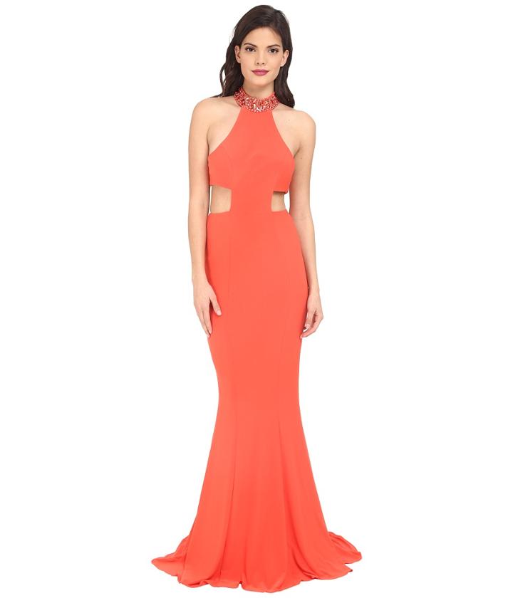 Faviana - Jersey Jewl Neck Gown W/ Back Strap Detail 7728