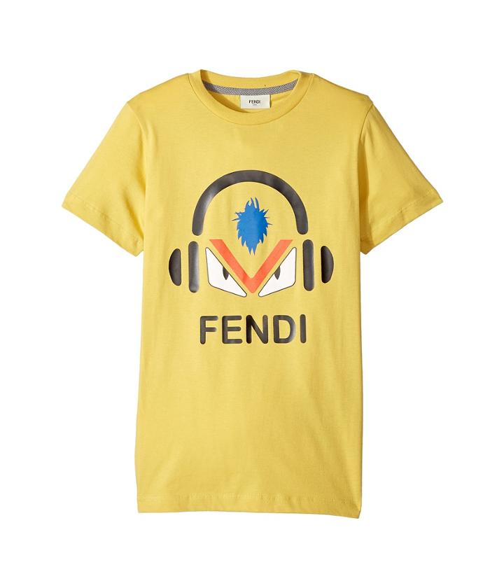 Fendi Kids - Short Sleeve Monster Eyes Headphones Logo T-shirt