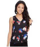 Vince Camuto Specialty Size - Petite Sleeveless V-neck Travel Blooms Drape Front Blouse