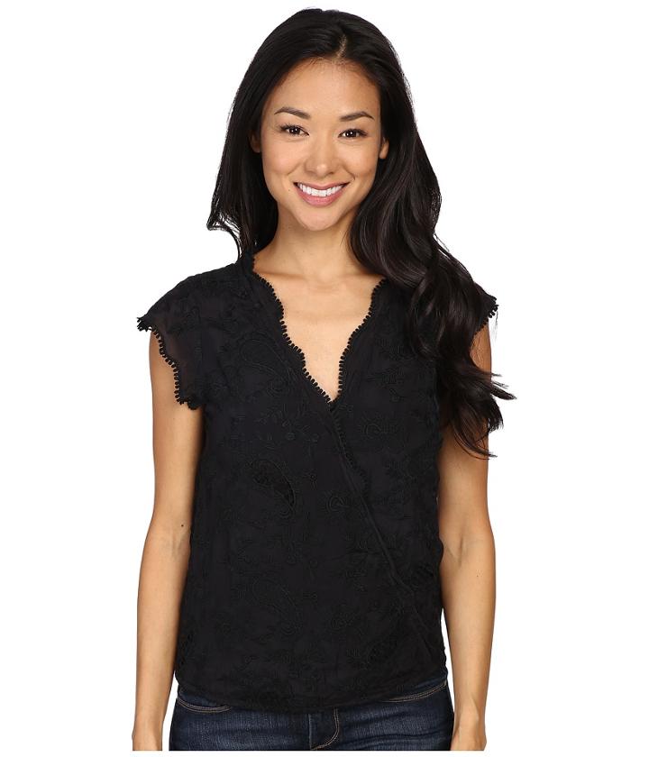 Lucky Brand - Embroidered Cross Front Top