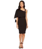 Adrianna Papell - Knit Crepe One Shoulder Cape Dress