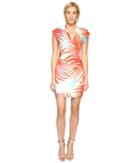 Just Cavalli - Palm Print Fitted Short Sleeve Dress
