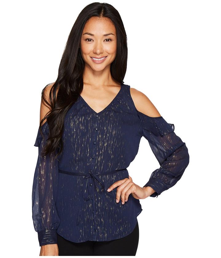 Ivanka Trump - Woven Cold Shoulder Long Sleeve Blouse