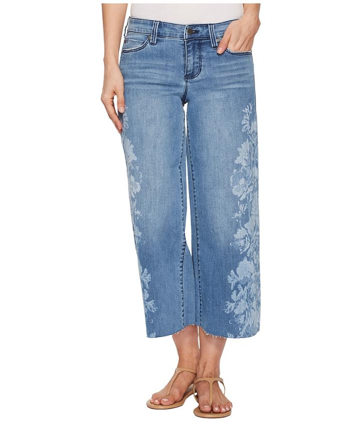 Liverpool - Allison Crop Raw Edge In Vintage Super Comfort Stretch Printed Denim In Melbourne Light