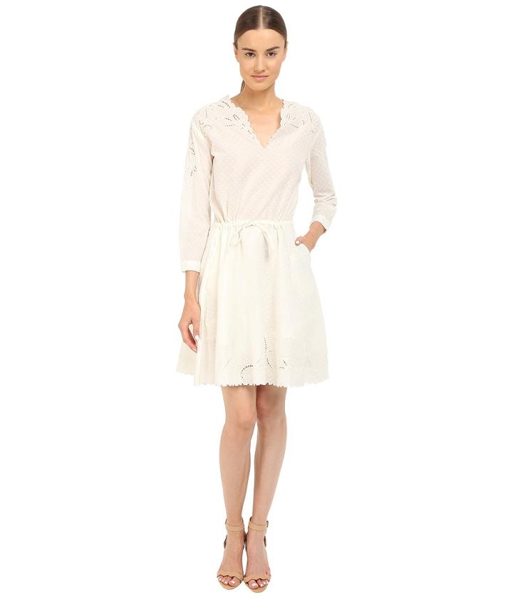 The Kooples - Cotton Dobby Dress With Broderie Anglaise