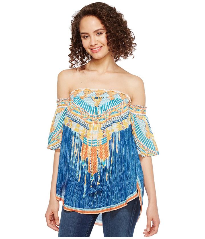 Hale Bob - Summer Spirit Tayon Dot Woven Smocked Off Shoulder Top