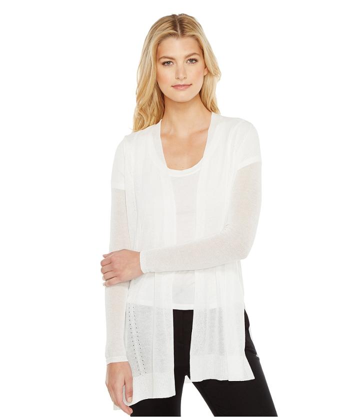 Ellen Tracy - Drape Front Pointelle Cardigan