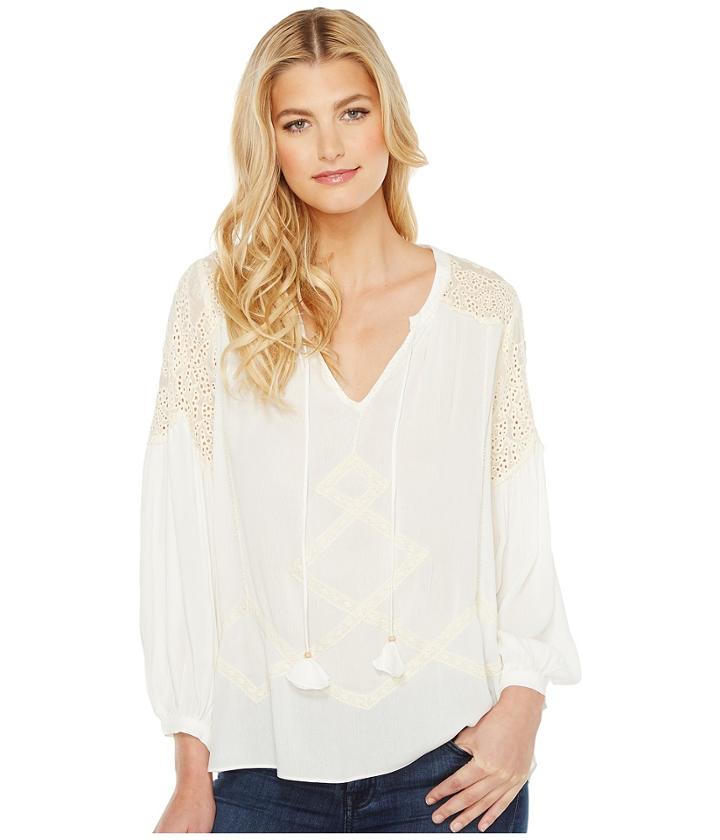 Hale Bob - Natural Ground Crinkle Rayon Gauze Long Sleeve Top
