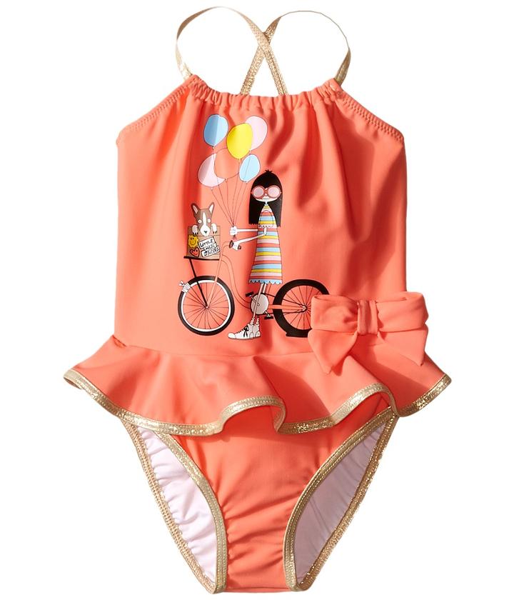 Little Marc Jacobs - Ms. Marc Graphic Swimsuit With Ruffle