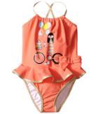 Little Marc Jacobs - Ms. Marc Graphic Swimsuit With Ruffle