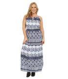 Roper - Plus Size 0235 Aztec Stripe Printed Maxi Dress