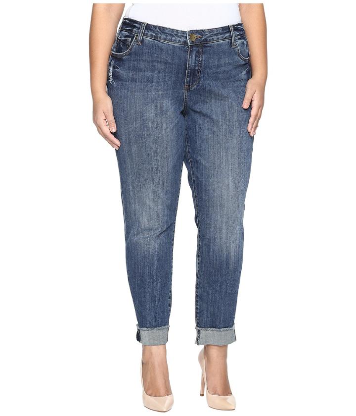 Kut From The Kloth - Plus Size Amy Ankle Straight Leg Roll Up Frey Jeans In Valued