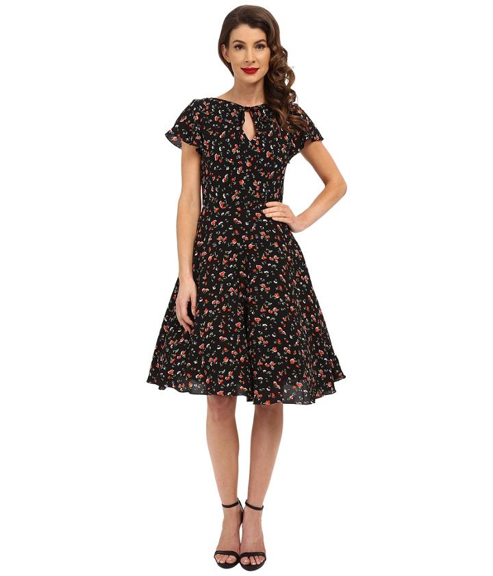 Unique Vintage - Formosa Flutter Sleeved Dress