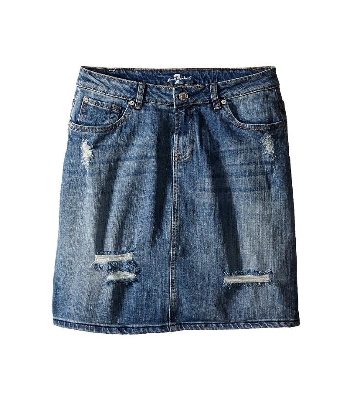 7 For All Mankind Kids - Five-pocket High Waisted Denim Skirt In Swiss Alps