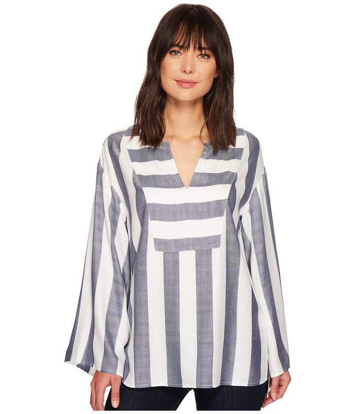 Two By Vince Camuto - Bell Sleeve Refined Herringbone V-neck Shirt