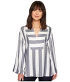 Two By Vince Camuto - Bell Sleeve Refined Herringbone V-neck Shirt