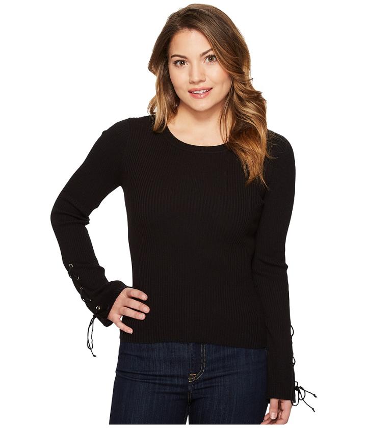 Vince Camuto Specialty Size - Petite Lace-up Bell Sleeve Ribbed Sweater