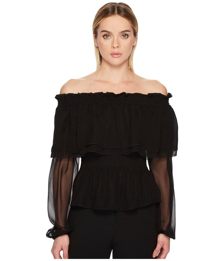 Prabal Gurung - Chiffon Off The Shoulder Long Sleeve Top